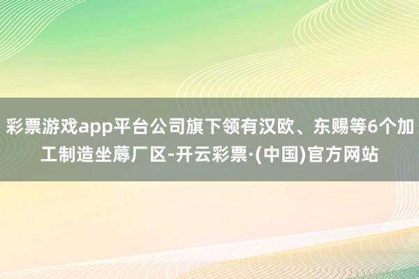 彩票游戏app平台公司旗下领有汉欧、东赐等6个加工制造坐蓐厂区-开云彩票·(中国)官方网站